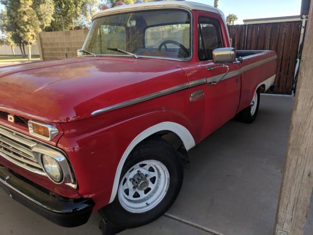 1965 Red Ford F-100 Crew Cab Pickup