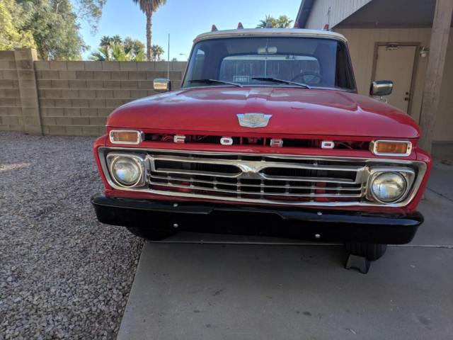 1965 Red Ford F-100 Crew Cab Pickup