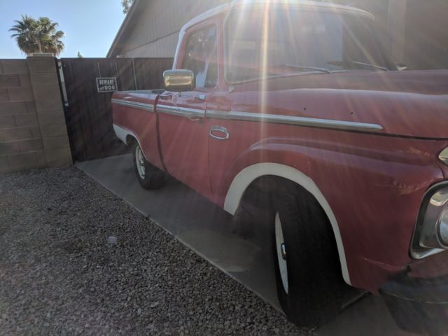 1965 Red Ford F-100 Crew Cab Pickup