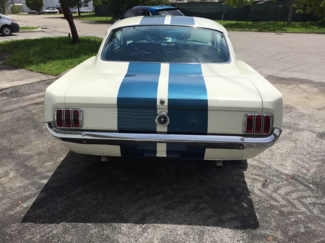 1965 Wimbledon White / Guardsman Blue Ford Mustang Fastback