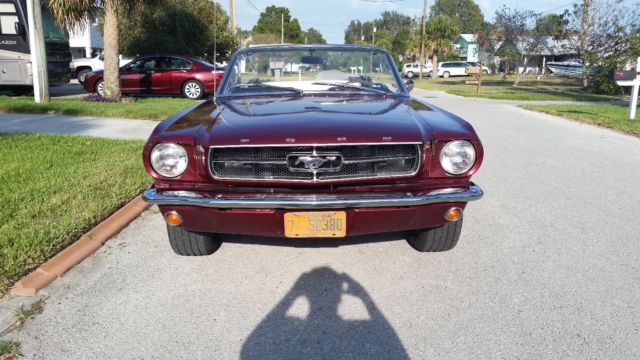 1965 Burgundy Ford Mustang Convertible