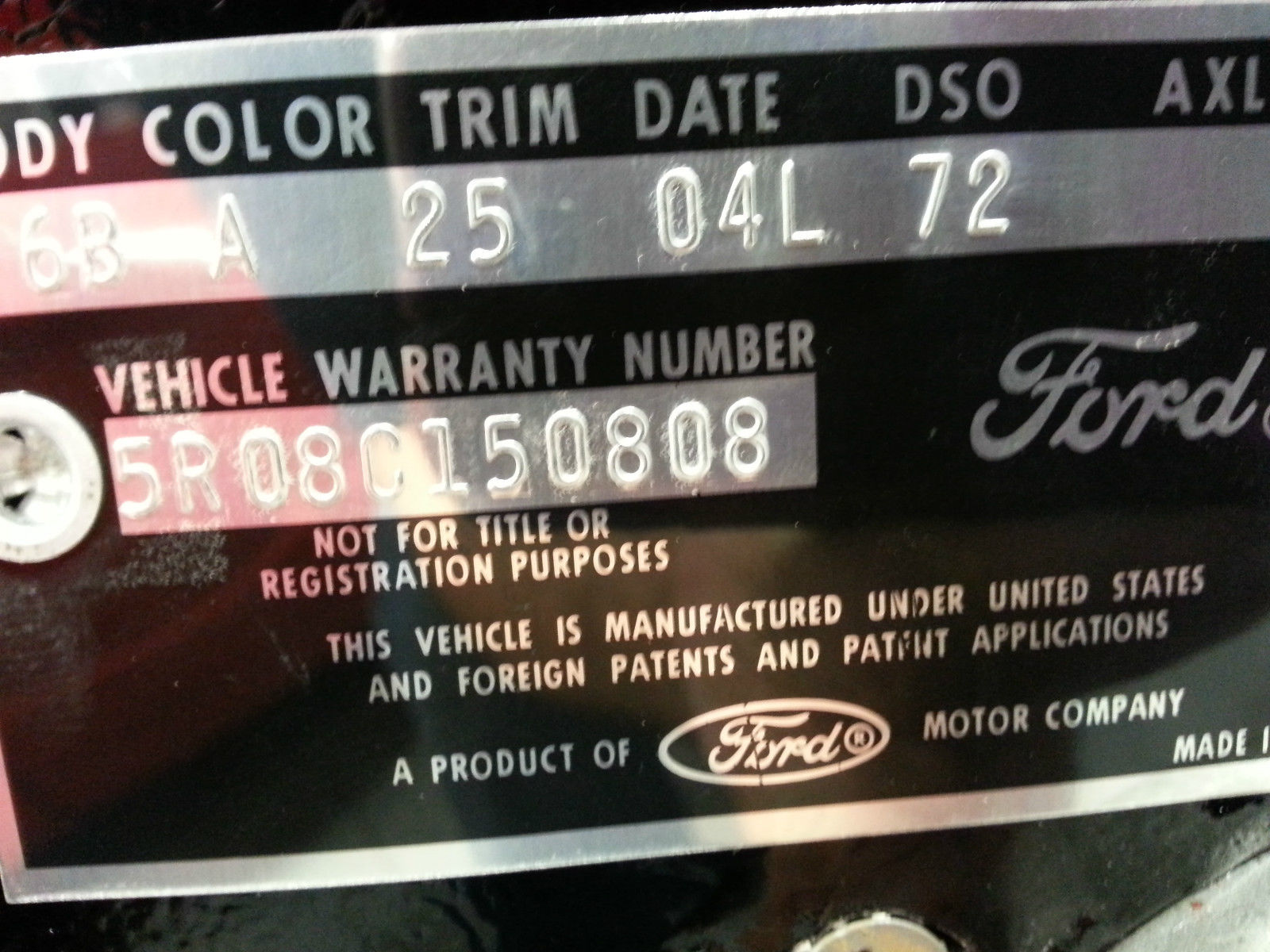 1965 Raven Black Ford Mustang U/K