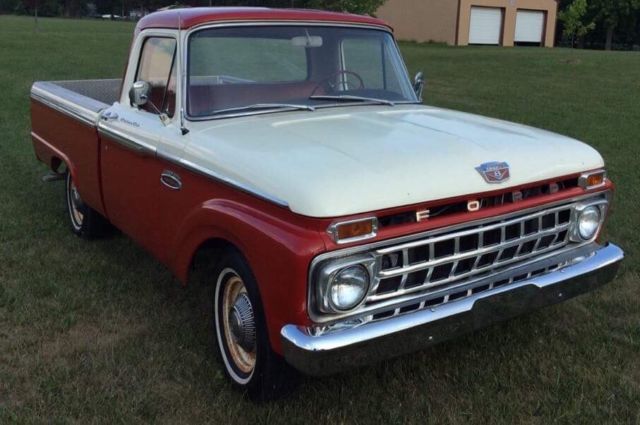 1965 Red Ford F-100 Standard Cab Pickup