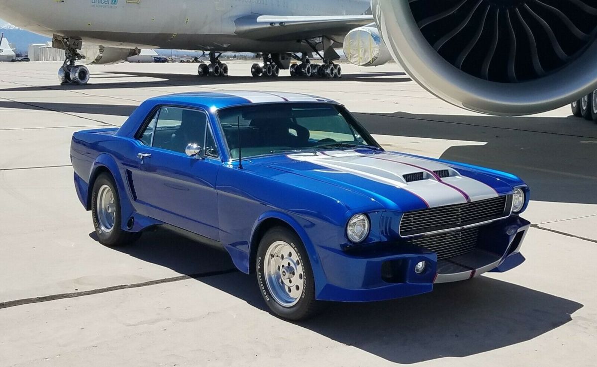1965 Colbalt blue metallic with silver stripes Ford Mustang Coupe