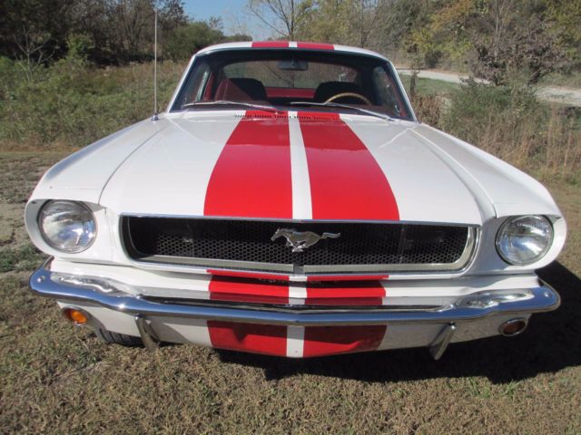 1965 White with Red racing stripes Ford Mustang Fastback