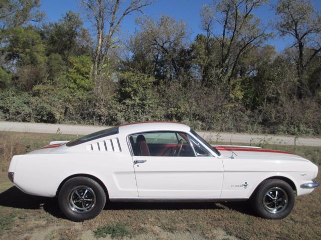 1965 White with Red racing stripes Ford Mustang Fastback