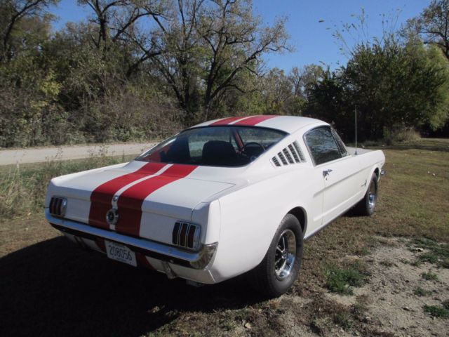 1965 White with Red racing stripes Ford Mustang Fastback