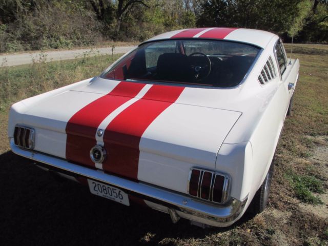 1965 White with Red racing stripes Ford Mustang Fastback