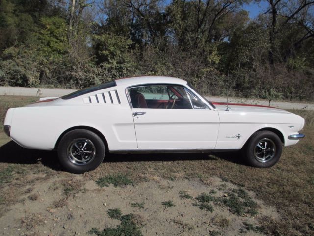 1965 White with Red racing stripes Ford Mustang Fastback