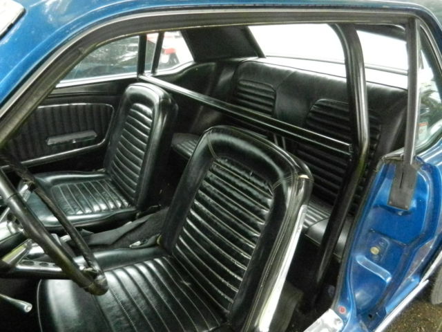 1965 blue w/white racing stripes Ford Mustang 2 door