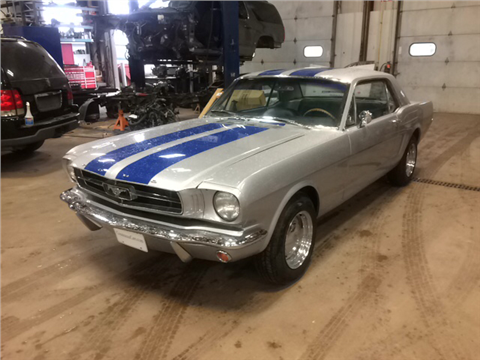 1965 Silver with Blue Stripes Ford Mustang Coupe