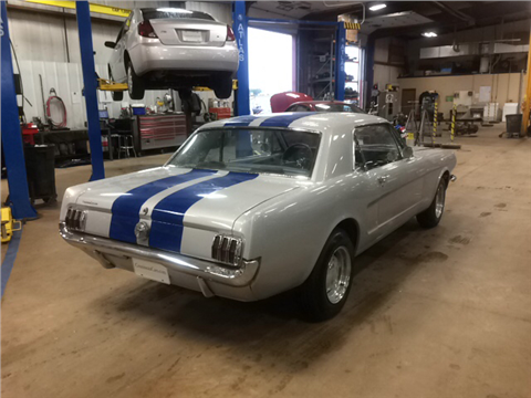 1965 Silver with Blue Stripes Ford Mustang Coupe