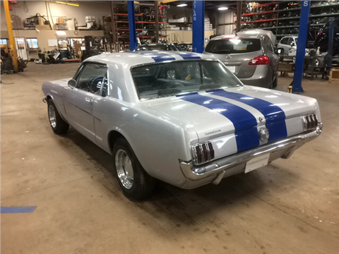 1965 Silver with Blue Stripes Ford Mustang Coupe