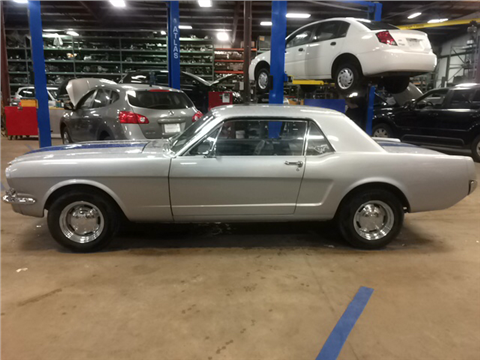 1965 Silver with Blue Stripes Ford Mustang Coupe