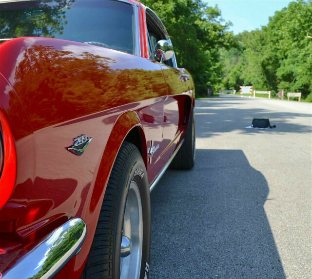 1965 bright red Ford Mustang