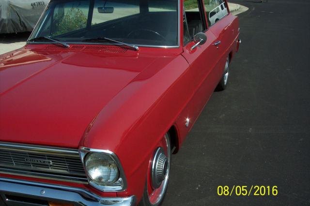 1966  red Chevrolet Nova 2 dr wagon