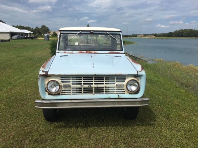 1966 Blue Ford Bronco Standard Cab Pickup