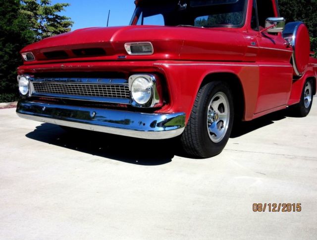 1966 Red Chevrolet C-10 STEP SIDESHORT WHEEL BASE