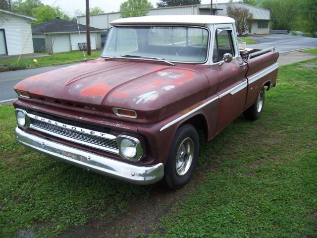 1966 burgandy Chevrolet C-10 truck