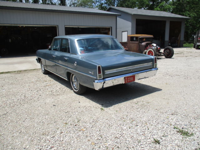 1966 Silver Blue Chevrolet Nova Sedan