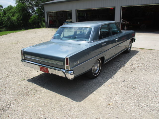 1966 Silver Blue Chevrolet Nova Sedan