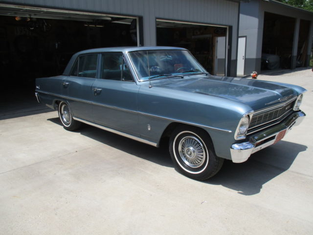 1966 Silver Blue Chevrolet Nova Sedan