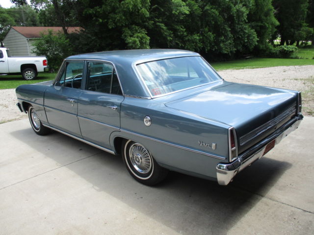 1966 Silver Blue Chevrolet Nova Sedan