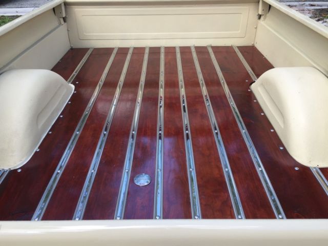 1966 beige and crimson Chevrolet C-10 fleetside long bed