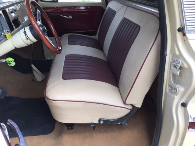 1966 beige and crimson Chevrolet C-10 fleetside long bed