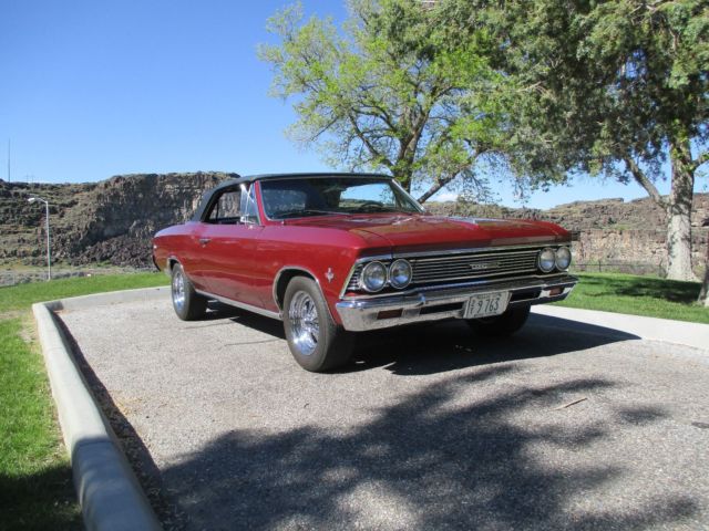 1966 maroon Chevrolet Chevelle Convertible