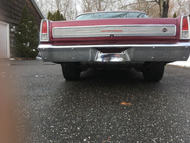 1966 Maroon Chevrolet Nova Sedan
