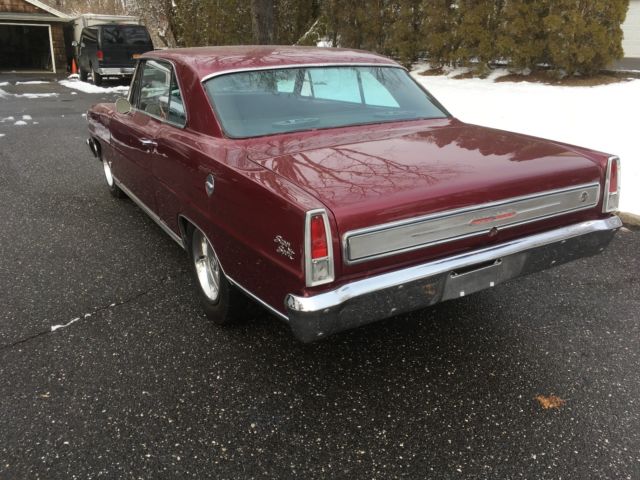 1966 Maroon Chevrolet Nova Sedan