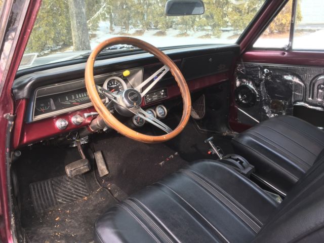 1966 Maroon Chevrolet Nova Sedan