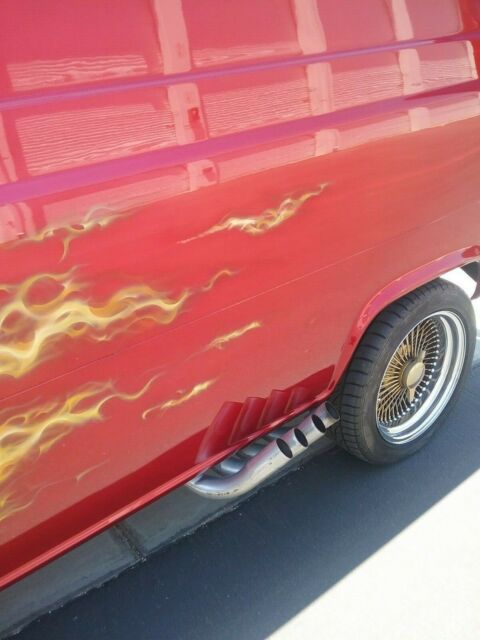 1966 Kandy Apple Red with true fire flames skulls and d Ford E-Series Van Van