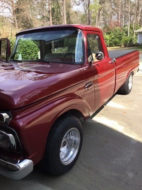 1966 Burgundy Ford F-100 Extended Cab Pickup