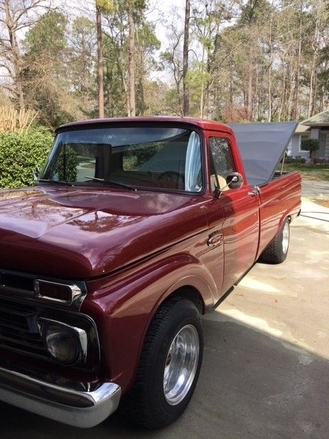 1966 Burgundy Ford F-100 Extended Cab Pickup