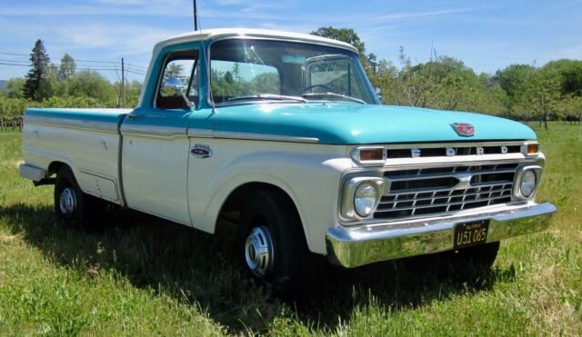 1966 white/blue Ford F-250 F-250 long bed custom cab