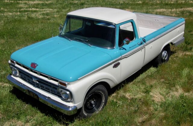 1966 white/blue Ford F-250 F-250 long bed custom cab
