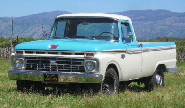 1966 white/blue Ford F-250 F-250 long bed custom cab