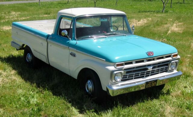 1966 white/blue Ford F-250 F-250 long bed custom cab