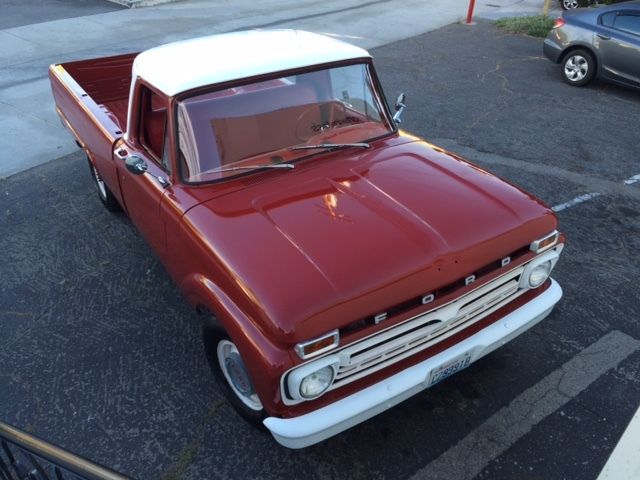 1966 Red with white top Ford F-250 pick up single cab