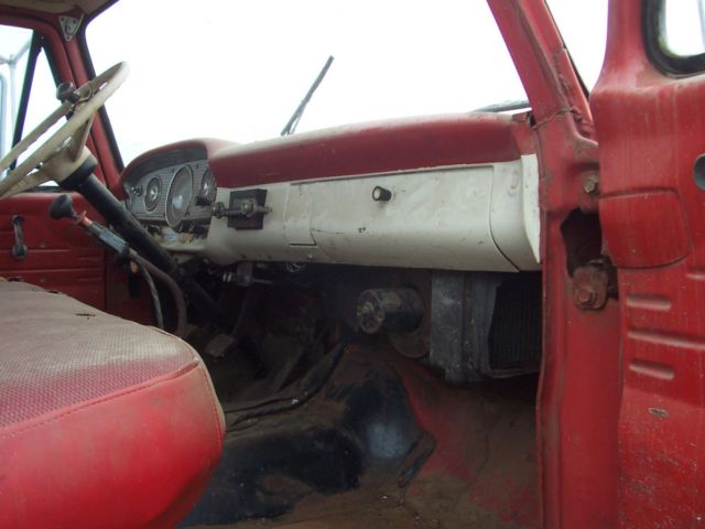 1966 red Ford F-350 cab over