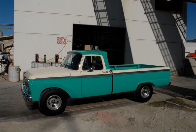 1966 Carribean Turquoise / Wimbledon White Ford F-100 Standard Cab Pickup