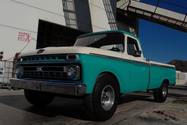1966 Carribean Turquoise / Wimbledon White Ford F-100 Standard Cab Pickup
