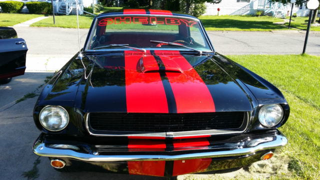 1966 Raven black with red Shelby gt 350 stripping Ford Mustang Coupe