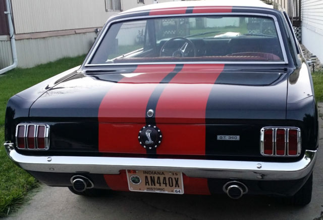 1966 Raven black with red Shelby gt 350 stripping Ford Mustang Coupe