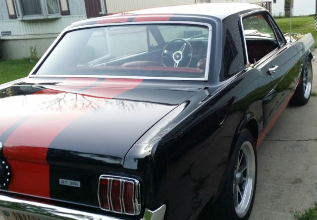 1966 Raven black with red Shelby gt 350 stripping Ford Mustang Coupe