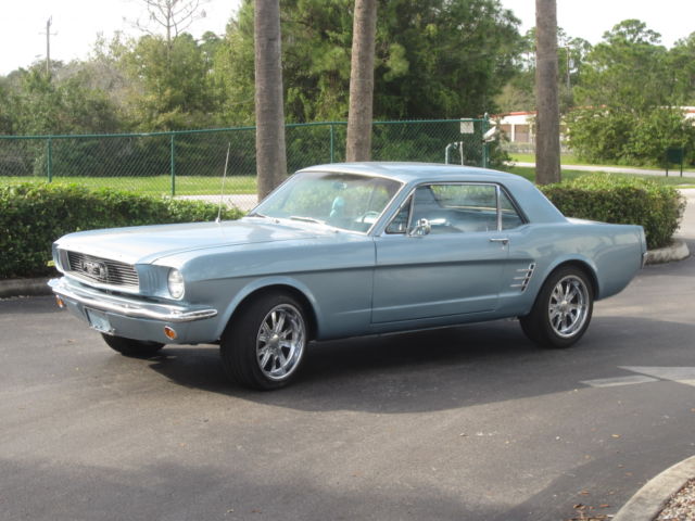1966 blue / gray Ford Mustang Coupe