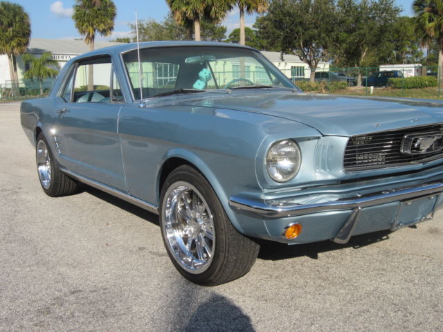 1966 blue / gray Ford Mustang Coupe