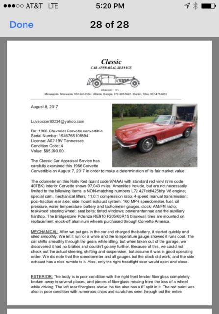 1966 Red Chevrolet Corvette